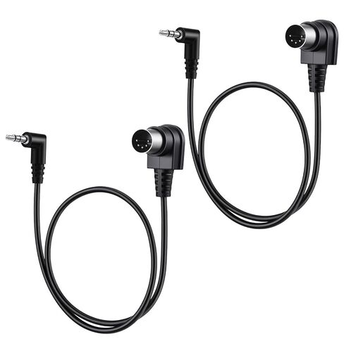 2 حزمة كابلات MIDI 3.5 مم كابل MIDI بزاوية MIDI إلى 3.5 مم كابل TRS مستقيم TRS مقبس ذكر ستيريو إلى 5 دبوس Din محول قابس كابلات صوت لمساحة ضيقة 1.64 قدم/50 سم in Saudi Arabia