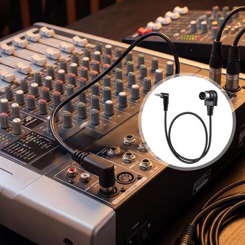 2 حزمة كابلات MIDI 3.5 مم كابل MIDI بزاوية MIDI إلى 3.5 مم كابل TRS مستقيم TRS مقبس ذكر ستيريو إلى 5 دبوس Din محول قابس كابلات صوت لمساحة ضيقة 1.64 قدم/50 سم in Saudi Arabia
