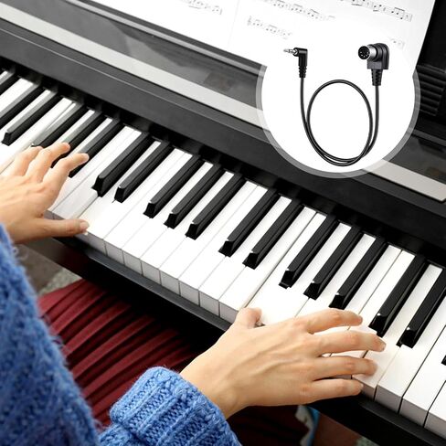 2 حزمة كابلات MIDI 3.5 مم كابل MIDI بزاوية MIDI إلى 3.5 مم كابل TRS مستقيم TRS مقبس ذكر ستيريو إلى 5 دبوس Din محول قابس كابلات صوت لمساحة ضيقة 1.64 قدم/50 سم in Saudi Arabia