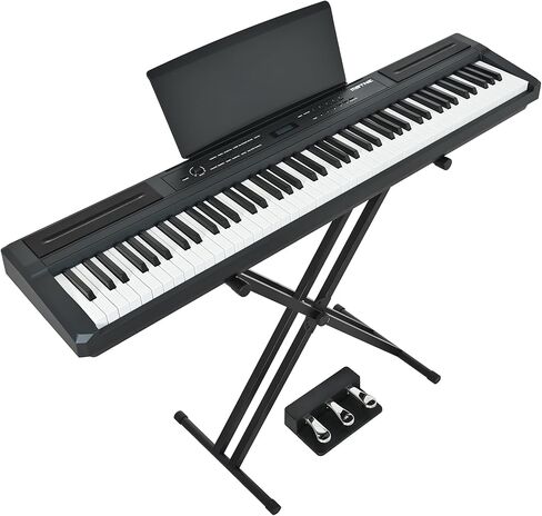 بيانو رقمي مكون من 88 مفتاحًا ومطرقة للوحة المفاتيح، لوحة مفاتيح بيانو كهربائية كاملة الحجم مع حامل قابل للتعديل، لوحة وظيفية قوية، وحدة 3 دواسات للمبتدئين والمتوسطين (أسود) in Kuwait