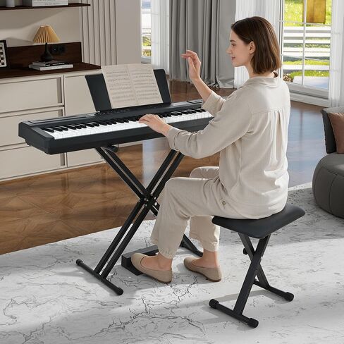 بيانو رقمي مكون من 88 مفتاحًا ومطرقة للوحة المفاتيح، لوحة مفاتيح بيانو كهربائية كاملة الحجم مع حامل قابل للتعديل، لوحة وظيفية قوية، وحدة 3 دواسات للمبتدئين والمتوسطين (أسود) in Kuwait