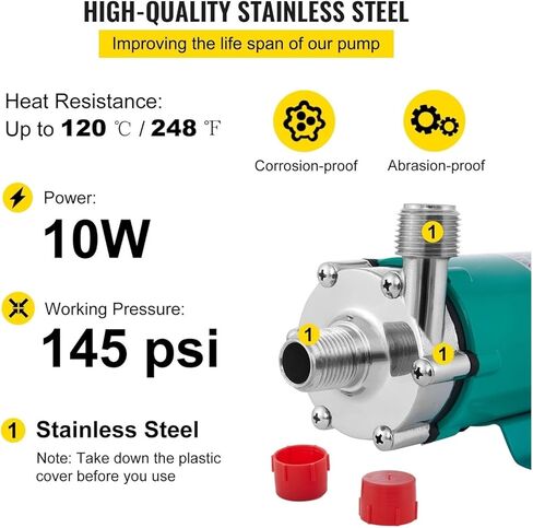 Magnetic Beer Pump Homebrew Brewing MP-15RP Food Grade 304 Stainless Steel High Temperature 120 ℃ 1/2" MPT for Brewery Bar in Kuwait