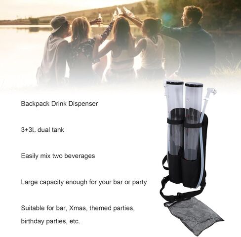 Outdoor Beer Wine Dispenser, Plastic Backpack Drink Dispenser with Dual 3L Tanks for Bar Party Camping Convenient Mixing and Versatile Usage in Saudi Arabia