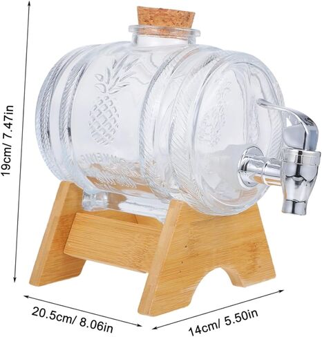 Vintage Glass Wine Barrel Dispenser with Lid 2kg Capacity Sealed Beverage Container for Home Bar Retro Drink Barrel for Wine and Spirits in Saudi Arabia