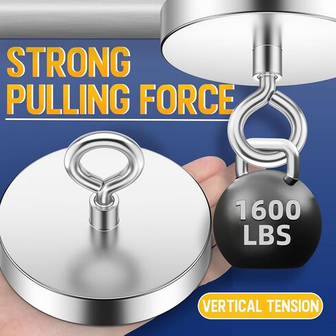 Strong Neodymium Fishing Magnets, 700 lbs Pulling Force, Rare Earth Magnet with Countersunk Hole Eyebolt for Retrieving in River Lake, Beach, Lawn -3 inch in Kuwait