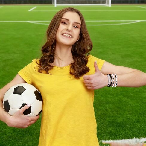 Mikovivi 7pcs Soccer Bracelets for Women, Stackable Elastic Soccer Beaded Bracelet Sport Theme Jewelry Set for Sport Team Lover & Fans Gifts in Saudi Arabia