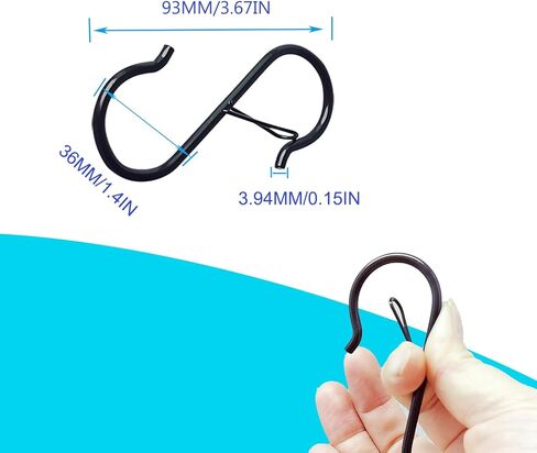 15 Pack S Hooks for Things Hanging, 3.5 inch Heavy Duty Metal S Hooks with Safety Buckle, S Shaped Hooks Pot Rack Closet Hooks for Hanging Plants, Kitchen Utensil, Pot, Pans, Garden Tools (Black) in Saudi Arabia