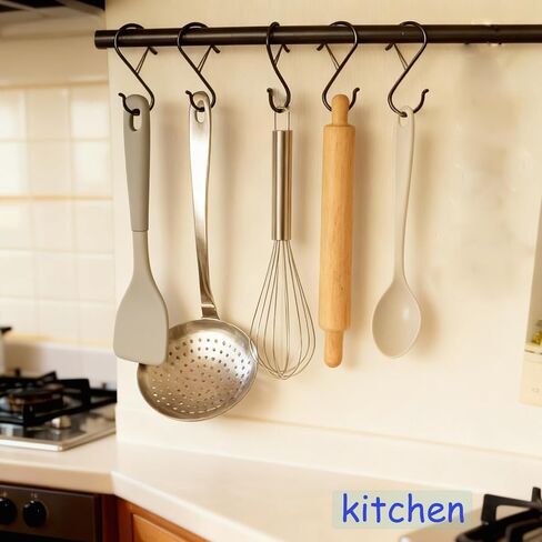 15 Pack S Hooks for Things Hanging, 3.5 inch Heavy Duty Metal S Hooks with Safety Buckle, S Shaped Hooks Pot Rack Closet Hooks for Hanging Plants, Kitchen Utensil, Pot, Pans, Garden Tools (Black) in Saudi Arabia