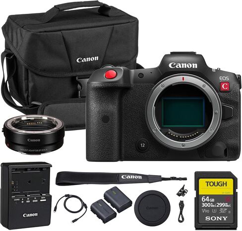 Canon EOS R5 C Mirrorless Cinema Camera | True Hybrid Power for Filmmakers and High-End Creators (5077C002) + Canon Adapter EF-EOS R + LP-E6P Battery + 64GB Memory Card + Shoulder Bag in Saudi Arabia