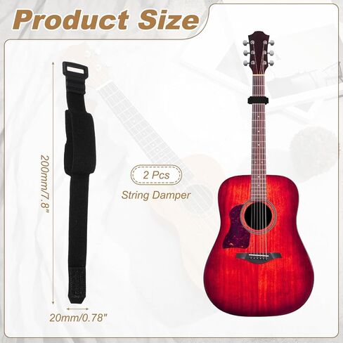MECCANIXITY 3 Pcs Guitar String Damper, 7.8" Adjustable Guitar String Cover Tape Bass Muffler Damper Strap for Musical Instrument Accessories Electric Bass, Black in Saudi Arabia