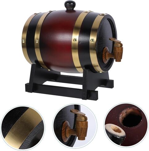 VALICLUD Wooden Wine Barrel 1.5L Set Stand Oak Aging Barrel for Red Wine and Beer Wooden Drink Dispenser for Home Bar and Decoration in Saudi Arabia