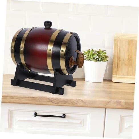 VALICLUD Wooden Wine Barrel 1.5L Set Stand Oak Aging Barrel for Red Wine and Beer Wooden Drink Dispenser for Home Bar and Decoration in Saudi Arabia