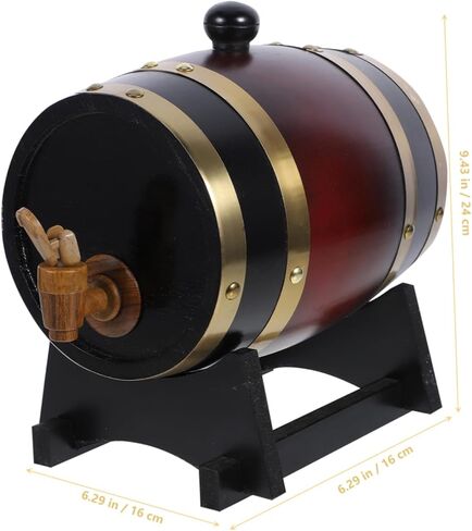 VALICLUD Wooden Wine Barrel 1.5L Set Stand Oak Aging Barrel for Red Wine and Beer Wooden Drink Dispenser for Home Bar and Decoration in Saudi Arabia