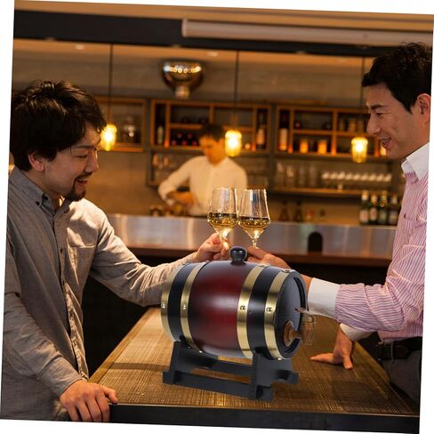 VALICLUD Wooden Wine Barrel 1.5L Set Stand Oak Aging Barrel for Red Wine and Beer Wooden Drink Dispenser for Home Bar and Decoration in Saudi Arabia