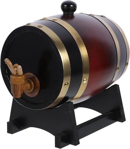 BESTOYARD Wooden Wine Barrel Dispenser Set 1.5L Oak Wood Aging Barrel for Beer Red Wine Rustic Decor for Home Bar Parties in Saudi Arabia