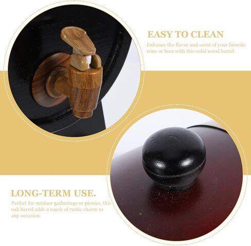 BESTOYARD Wooden Wine Barrel Dispenser Set 1.5L Oak Wood Aging Barrel for Beer Red Wine Rustic Decor for Home Bar Parties in Saudi Arabia