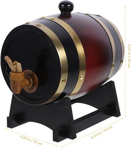 BESTOYARD Wooden Wine Barrel Dispenser Set 1.5L Oak Wood Aging Barrel for Beer Red Wine Rustic Decor for Home Bar Parties in Saudi Arabia