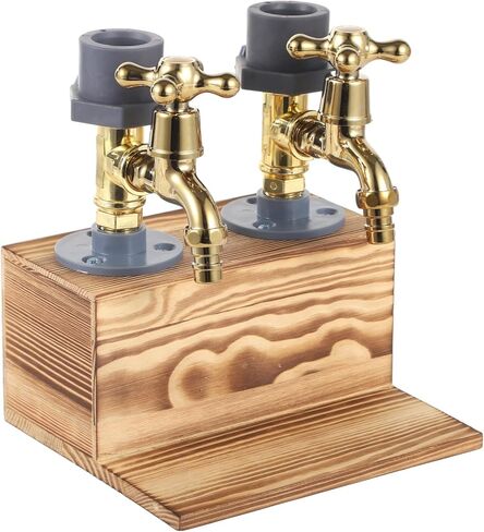 Whiskey Liquor Dispenser in Rustic Wood, Faucet Style Drink Dispenser with 2 Faucets for Home and Bars in Saudi Arabia
