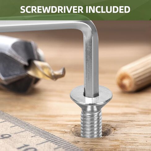 50 PCS #8-32 x 1/2" Flat Head Socket Cap Screws Bolts, Countersunk Allen Bolts, Stainless Steel 304, Full Thread, Bright Finish, Screwdriver Included in Kuwait