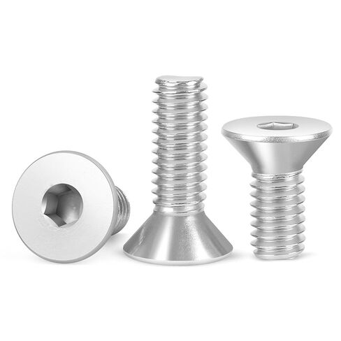 50 PCS #8-32 x 1/2" Flat Head Socket Cap Screws Bolts, Countersunk Allen Bolts, Stainless Steel 304, Full Thread, Bright Finish, Screwdriver Included in Kuwait