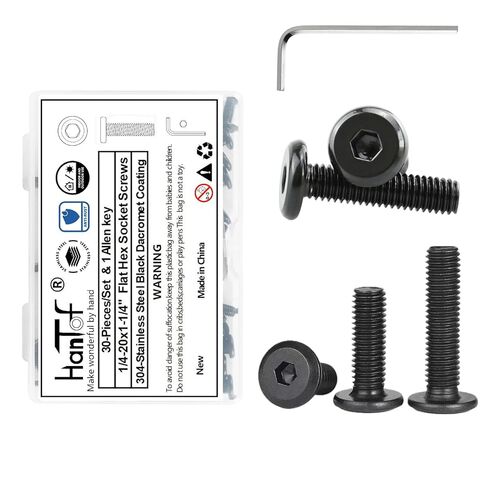 1/4-20 x 1 (35 Pack) Flat Head Hex Socket Cap Screws Bolts, 304 Stainless Steel Hex Drive Furniture Bolts, Fully Threaded, Black Oxide & Hexagon Spanner in Saudi Arabia