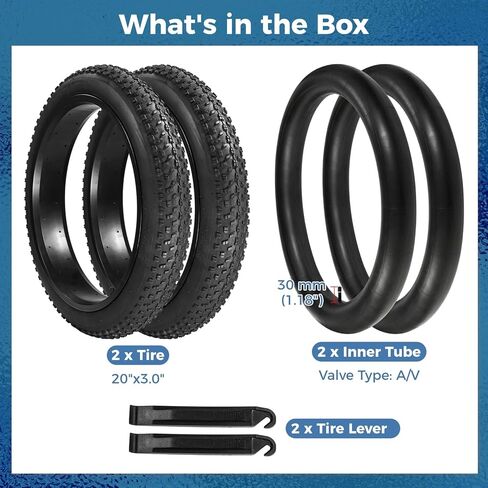 20 x 3.0 in Fat Bike Tires & Tubes, 20 Inch Fat Tire Folding Tires, 76-406 20x3.0 Ebike Tires with Levers, 20x 3.0 Electric Bike Tire for Mountain Bikes & Ebikes in Saudi Arabia