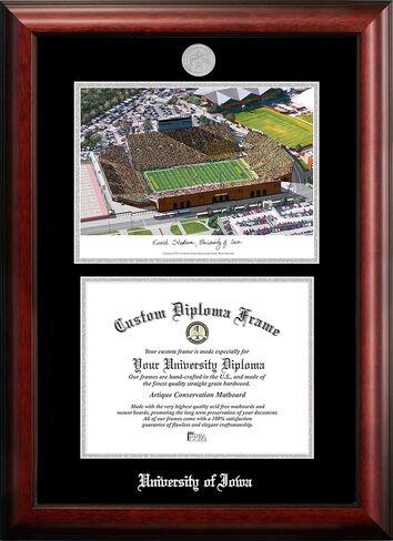 Campus Images NCAA Iowa Hawkeyes Unisex Silver Medallion Frame University of Iowa Hawkeyes Kinnick Stadium 11w x 8.5h Silver Embossed Diploma Frame Lithograph, Brown, One Size in Saudi Arabia