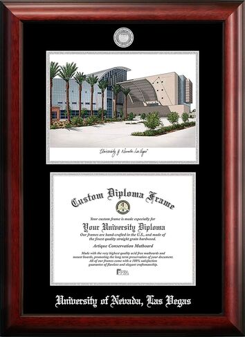 Campus Images NCAA UNLV Rebels Unisex Silver Medallion Frame University of Nevada, Las Vegas 11w x 8.5h Silver Embossed Diploma Frame Lithograph, Brown, One Size in Saudi Arabia
