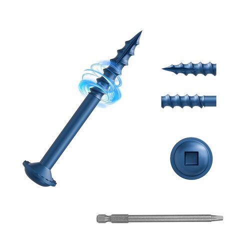Kryonix Pocket Hole Screws #8 x 2-1/2",300Pcs Coarse Thread Anti-Rust Blue Coated Wood Screws,Exterior Wood Screws with Self-Tapping Tip,Washer Head with Square Drive,150MM Drive Bit Included in Saudi Arabia