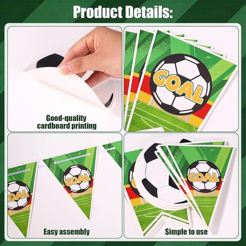 4pcs Soccer Party Decorations Banners, Football Banner Including Four-Corner Flags & Pennants Sports Theme Birthday Party Decorations for Home Classroom Favor Supplies in Saudi Arabia