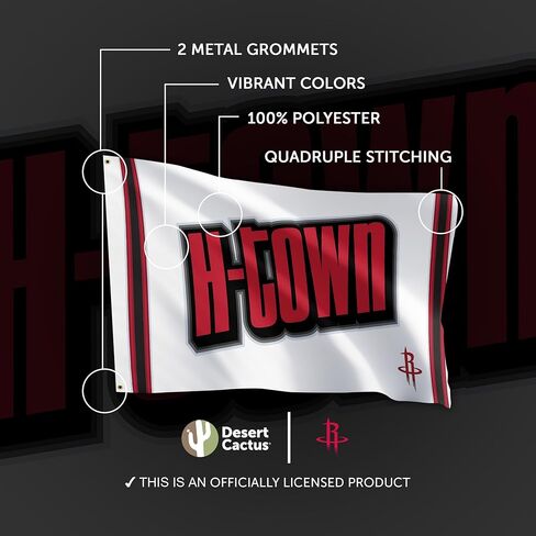 Desert Cactus Houston Rockets Flag NBA 100% Polyester Indoor Outdoor 3x5 feet National Basketball Association Team Flags (Flag City Edition 24-25 A) in Saudi Arabia