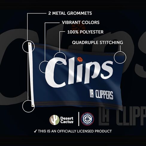 Desert Cactus Los Angeles Clippers Flag LA Clippers NBA 100% Polyester Indoor Outdoor 3x5 feet National Basketball Association Team Flags (Flag City Edition 2023 A) in Saudi Arabia