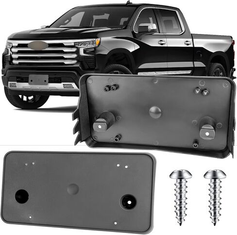 License Plate Bracket Accessories for Chevrolet Chevy Silverado 1500 2022 2023 2024 2025, Front Bumper License Plate Holder Replacement Frame Black Mount in Kuwait