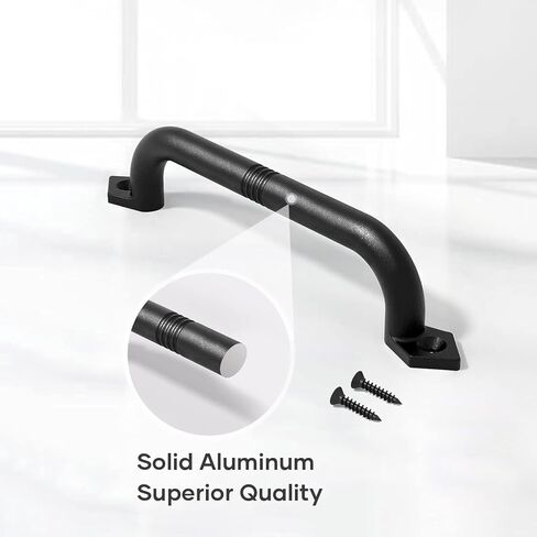 EaseLife 10" Barn Door Pull Handle, Gate Handles, Rustic Black Aluminum Grab, Easy Install in Saudi Arabia