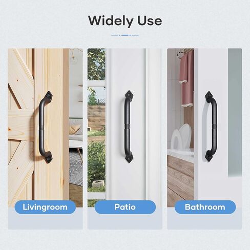 EaseLife 10" Barn Door Pull Handle, Gate Handles, Rustic Black Aluminum Grab, Easy Install in Saudi Arabia