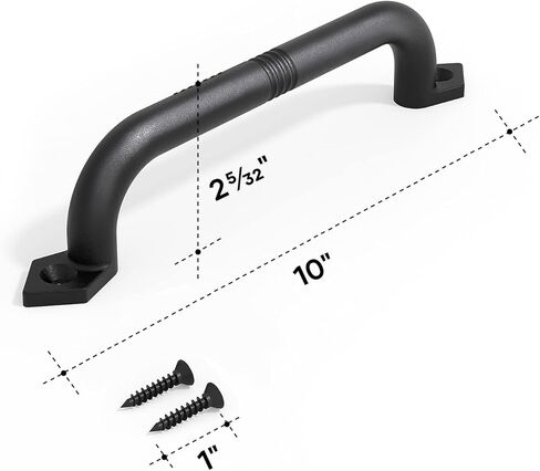 EaseLife 10" Barn Door Pull Handle, Gate Handles, Rustic Black Aluminum Grab, Easy Install in Saudi Arabia