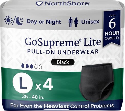 ملابس داخلية NorthShore GoSupreme Lite لسلس البول، نمط السحب لمدة 6 ساعات، متوسطة، 14 حقيبة، أبيض، 30-40 بوصة، حفاضات للكبار للجنسين in Kuwait