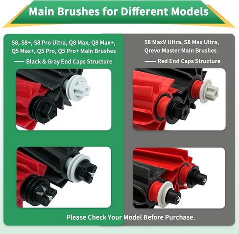 4 عبوات بديلة للفرشاة الرئيسية المزدوجة لـ Roborock S8، S8+، S8 Pro Ultra، Q8 Max، Q8 Max+، Q5 Max+، Q5 Pro، Q5 Pro+ Robot Vacuum Cleaner، مجموعة فرش دوارة مطاطية in Kuwait
