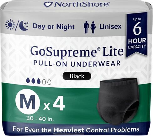 ملابس داخلية NorthShore GoSupreme Lite لسلس البول، نمط السحب لمدة 6 ساعات، متوسطة، 14 حقيبة، أبيض، 30-40 بوصة، حفاضات للكبار للجنسين in Kuwait