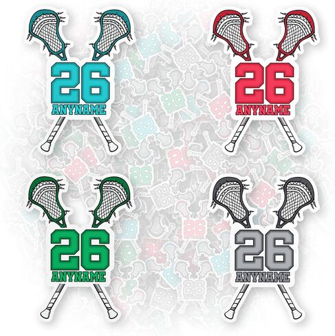 Custom Lacrosse Sports Sticker Personalized Lacrosse Stick Name Number Team Spirit Waterproof Vinyl Stickers for Laptop Water Bottle Cars Phone Case Decal Decor Stuff Gifts in Saudi Arabia
