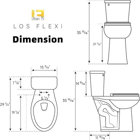 مراحيض طويلة لكبار السن 21 بوصة، مرحاض Los Flexi Comfort & High، وعاء ممدود ومقعد ناعم الإغلاق، 1.28 GPF مرحاض طويل جدًا للمعاقين مع تدفق سيفوني فعال و12 بوصة خشنة in Kuwait