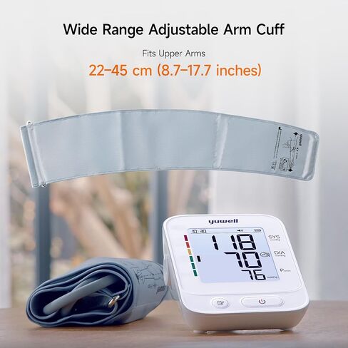 yuwell Blood Pressure Monitor, Large Upper Arm Blood Pressure Cuff, Digital Blood Pressure Machine for Home Use, Large Backlit Screen Display, Stores 199 Readings, Voice Broadcasting with Batteries in Saudi Arabia