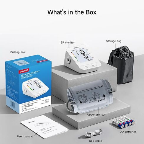 yuwell Blood Pressure Monitor, Large Upper Arm Blood Pressure Cuff, Digital Blood Pressure Machine for Home Use, Large Backlit Screen Display, Stores 199 Readings, Voice Broadcasting with Batteries in Saudi Arabia