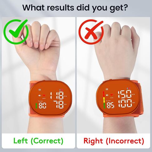 Double love Wrist Blood Pressure Monitor for Home Use - Upgraded Large LED Screen, Dual User 240 Memories with Carrying Case, Voice Broadcast, Adjustable bp Cuff (5.3-7.6 inches) - Orange in Kuwait