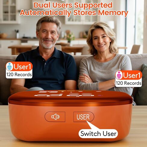 Double love Wrist Blood Pressure Monitor for Home Use - Upgraded Large LED Screen, Dual User 240 Memories with Carrying Case, Voice Broadcast, Adjustable bp Cuff (5.3-7.6 inches) - Orange in Kuwait