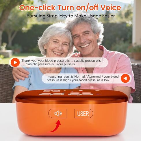 Double love Wrist Blood Pressure Monitor for Home Use - Upgraded Large LED Screen, Dual User 240 Memories with Carrying Case, Voice Broadcast, Adjustable bp Cuff (5.3-7.6 inches) - Orange in Kuwait