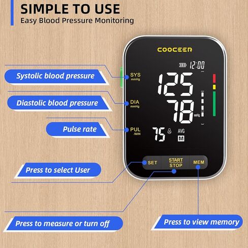 Automatic Blood Pressure Monitor: X8 Digital Blood Pressure Machine Upper arm for Home use with Adjustable BP Cuff(8.7-16.5") - Large Backlit Display (Black) in Saudi Arabia