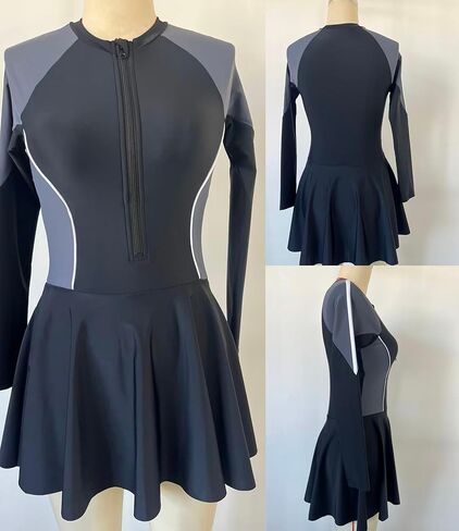 Women's Long Sleeve One-Piece Swim Dress with Zipper – Tummy Control Modest Swimsuit in Saudi Arabia