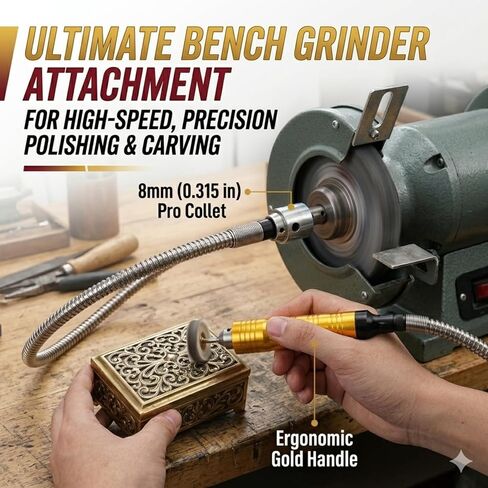 Heavy Duty Metal Flexible Shaft Extension - Rotary Tool Attachment Cable with 0.3-6.5mm Keyed Chuck & Aluminum Handle - Professional Flex Grinder Adapter for Wood Carving & Polishing in Saudi Arabia
