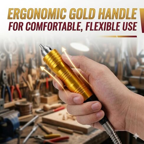 Heavy Duty Metal Flexible Shaft Extension - Rotary Tool Attachment Cable with 0.3-6.5mm Keyed Chuck & Aluminum Handle - Professional Flex Grinder Adapter for Wood Carving & Polishing in Saudi Arabia